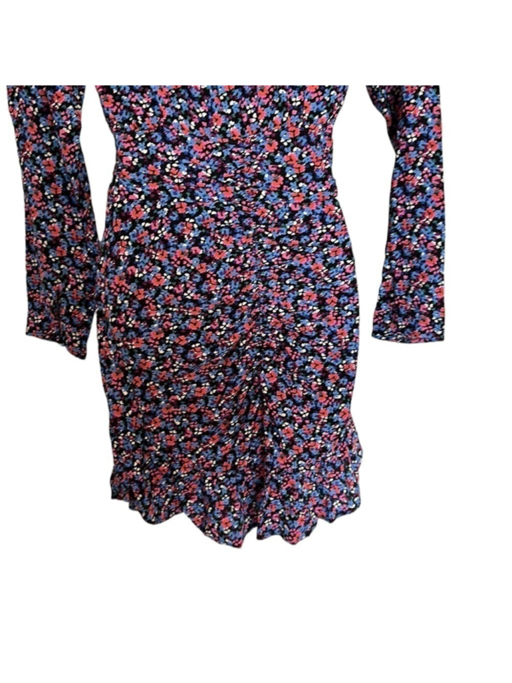 Zara dress ruched button front floral mini dress sz XS NWT - Picture 5 of 11